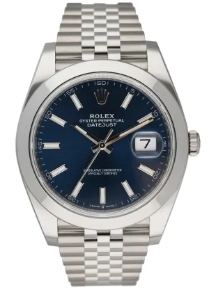 Rolex Datejust 41 126300 Blue Dial Mens Watch Box & Papers