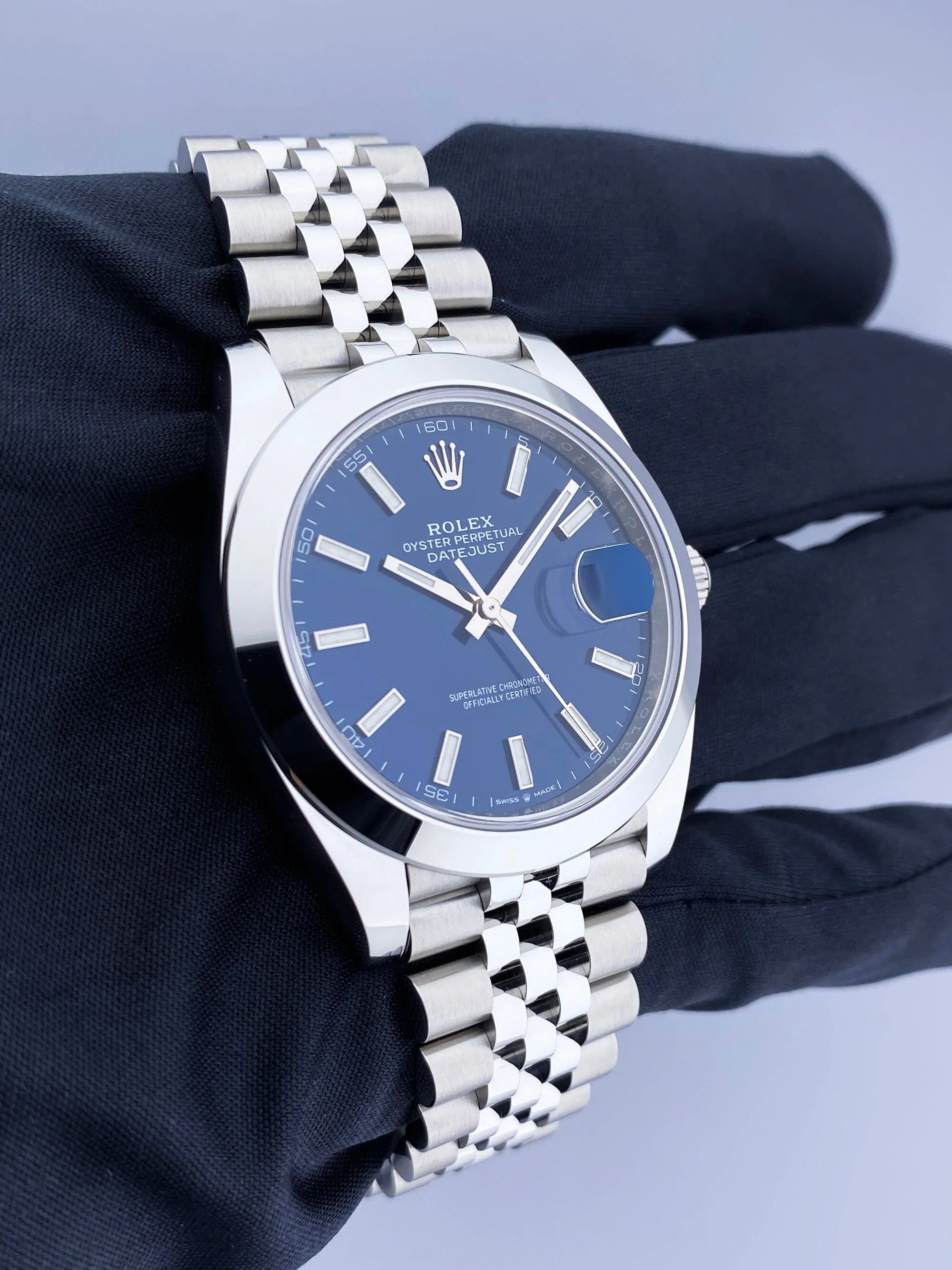 Rolex Datejust 41 126300 Blue Dial Mens Watch Box & Papers