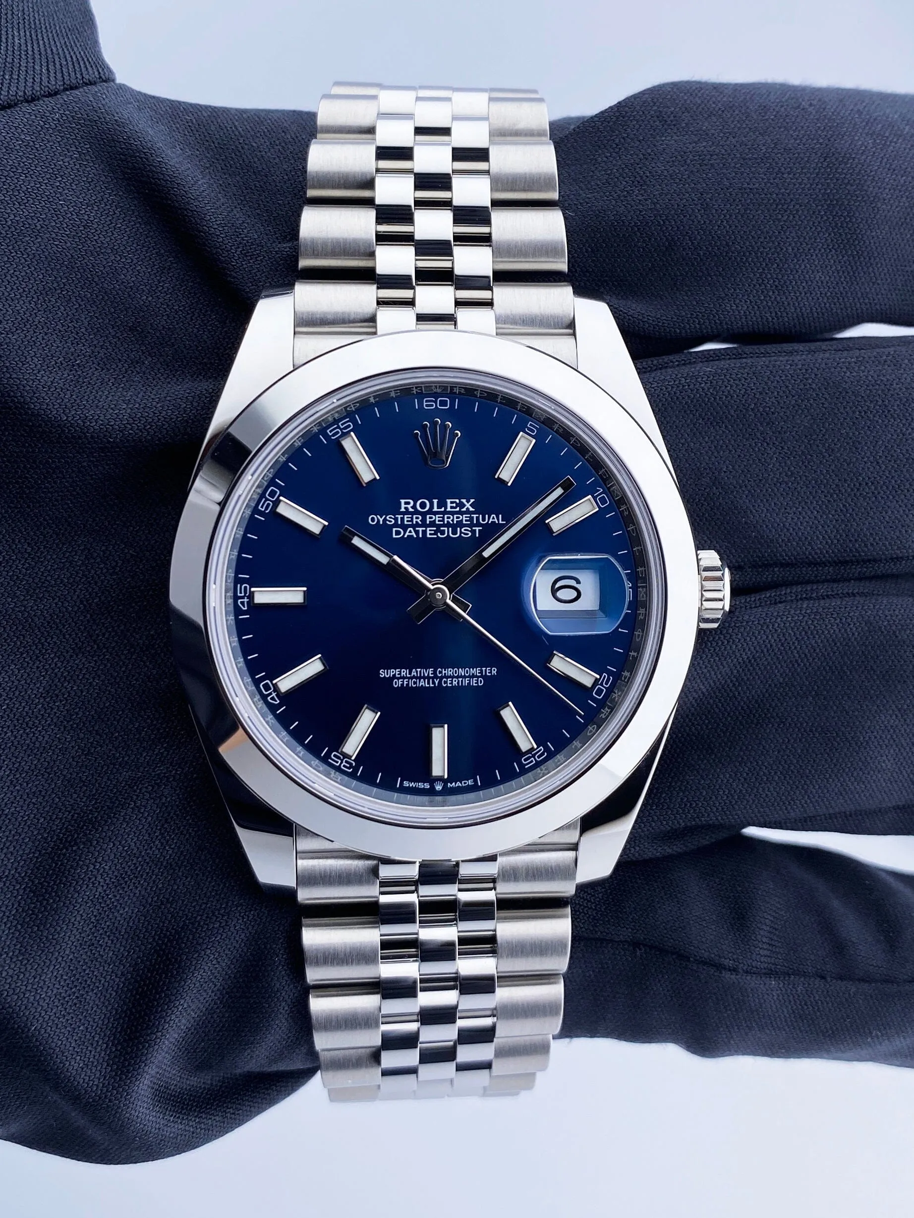 Rolex Datejust 41 126300 Blue Dial Mens Watch Box & Papers