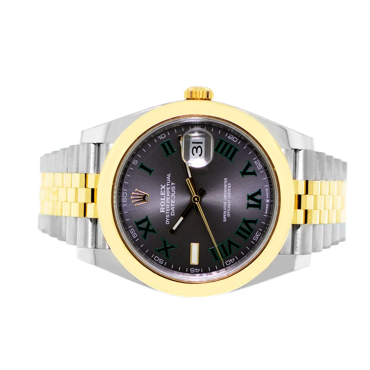 Rolex Datejust 41mm 18K Yellow Gold & Steel "Wimbledon" Dial & Smooth Bezel 126303