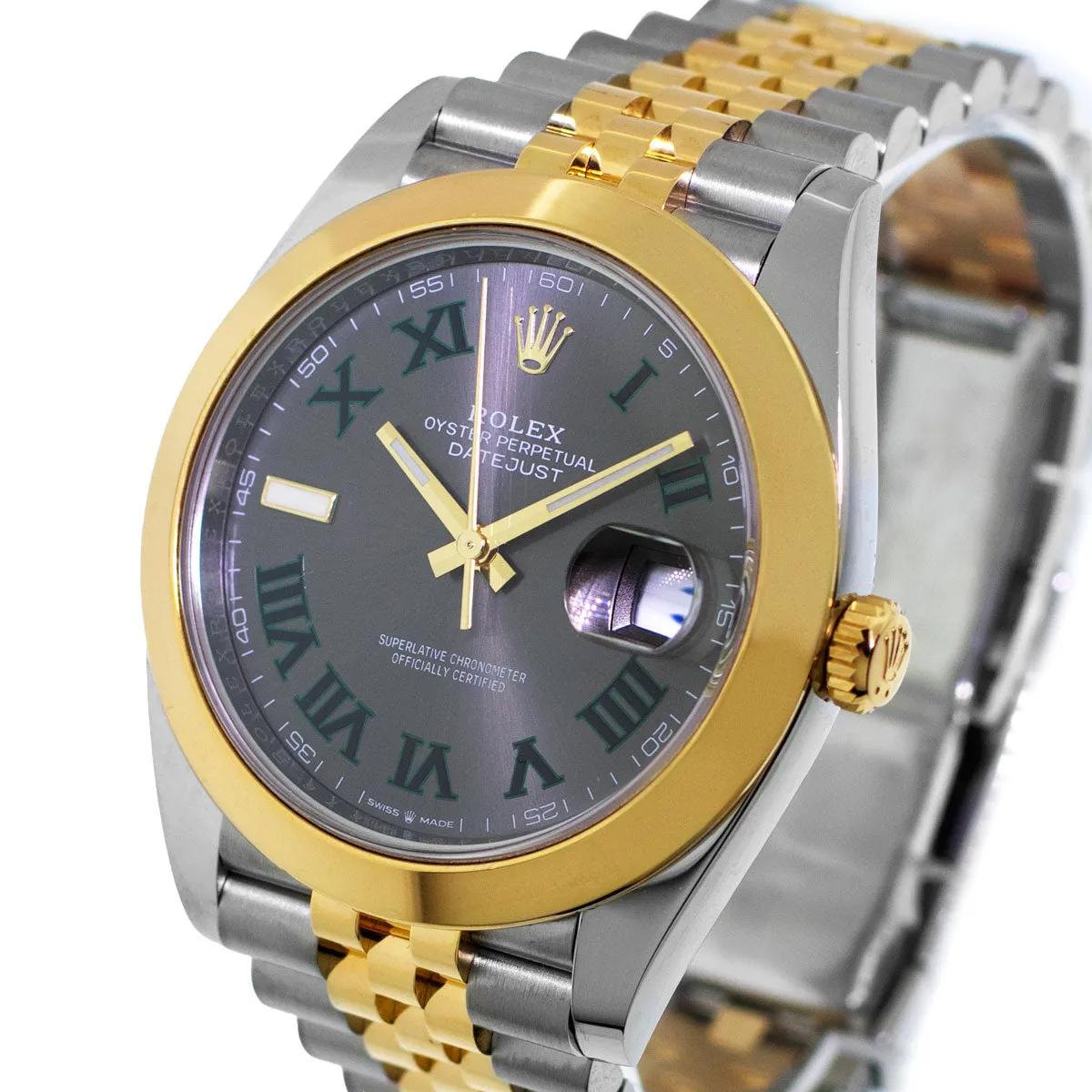 Rolex Datejust 41mm 18K Yellow Gold & Steel "Wimbledon" Dial & Smooth Bezel 126303