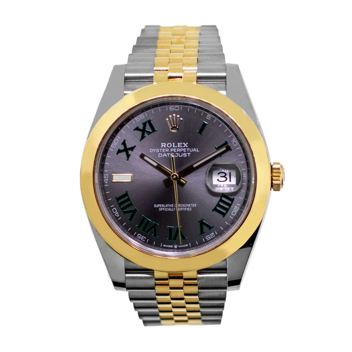 Rolex Datejust 41mm 18K Yellow Gold & Steel "Wimbledon" Dial & Smooth Bezel 126303