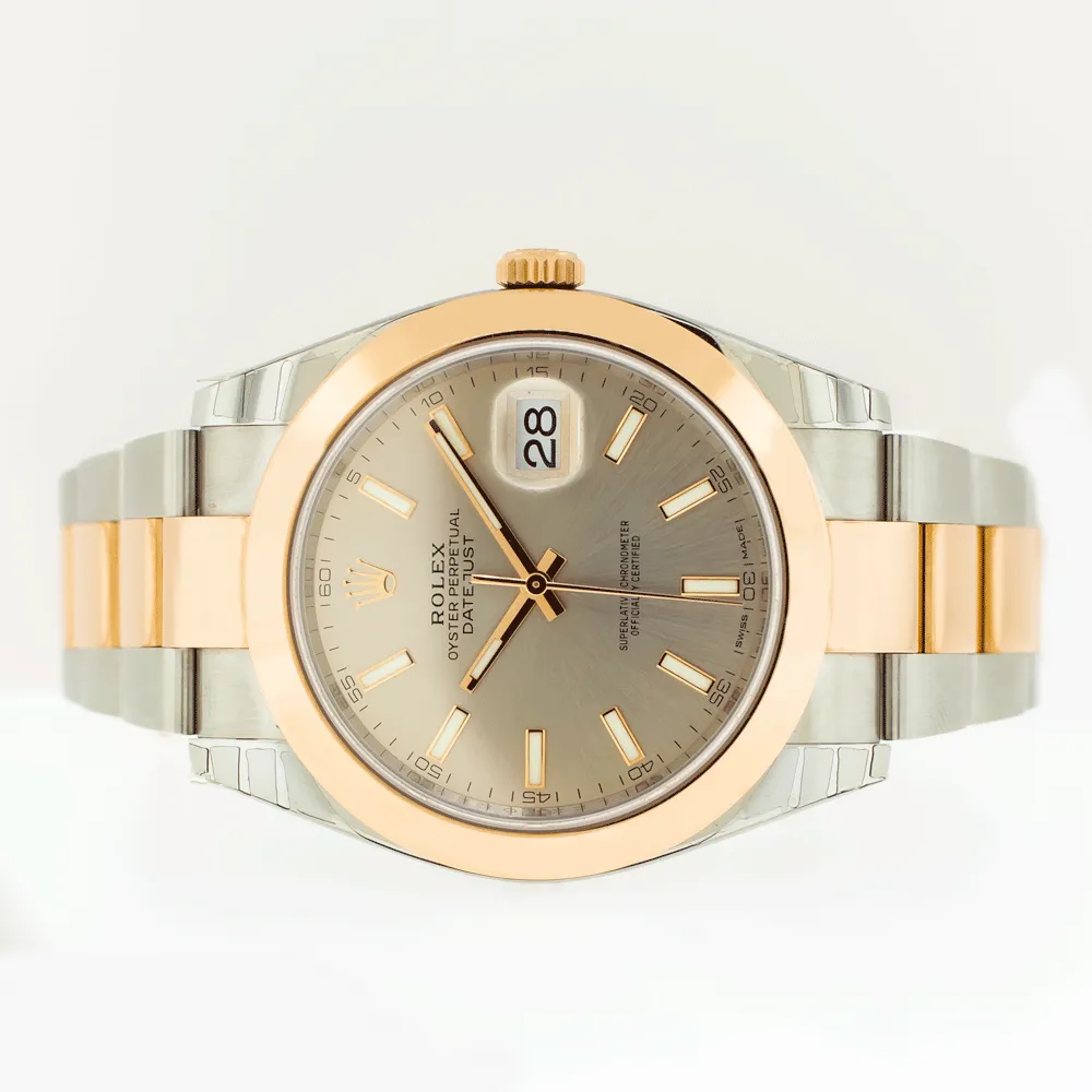 Rolex Datejust 41mm Everose Gold & Steel Silver Index Dial Smooth Bezel 126301