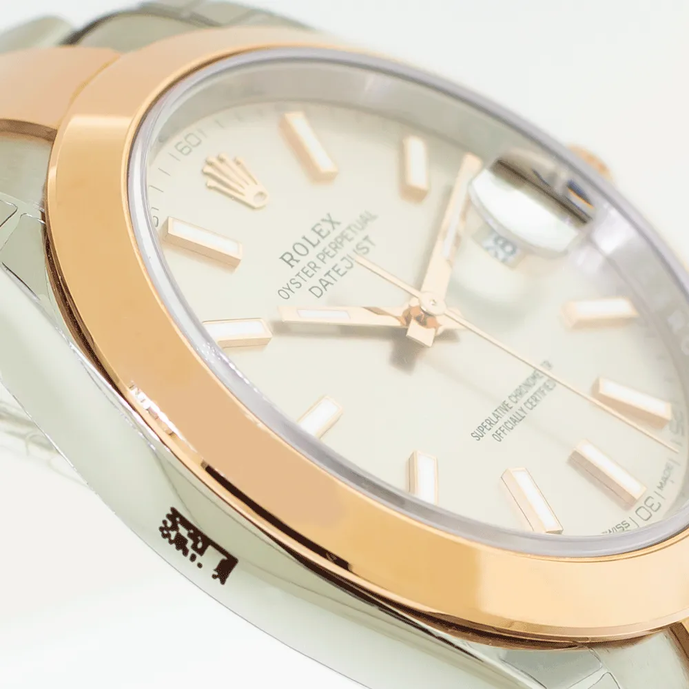 Rolex Datejust 41mm Everose Gold & Steel Silver Index Dial Smooth Bezel 126301