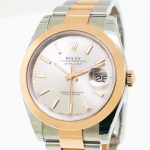 Rolex Datejust 41mm Everose Gold & Steel Silver Index Dial Smooth Bezel 126301