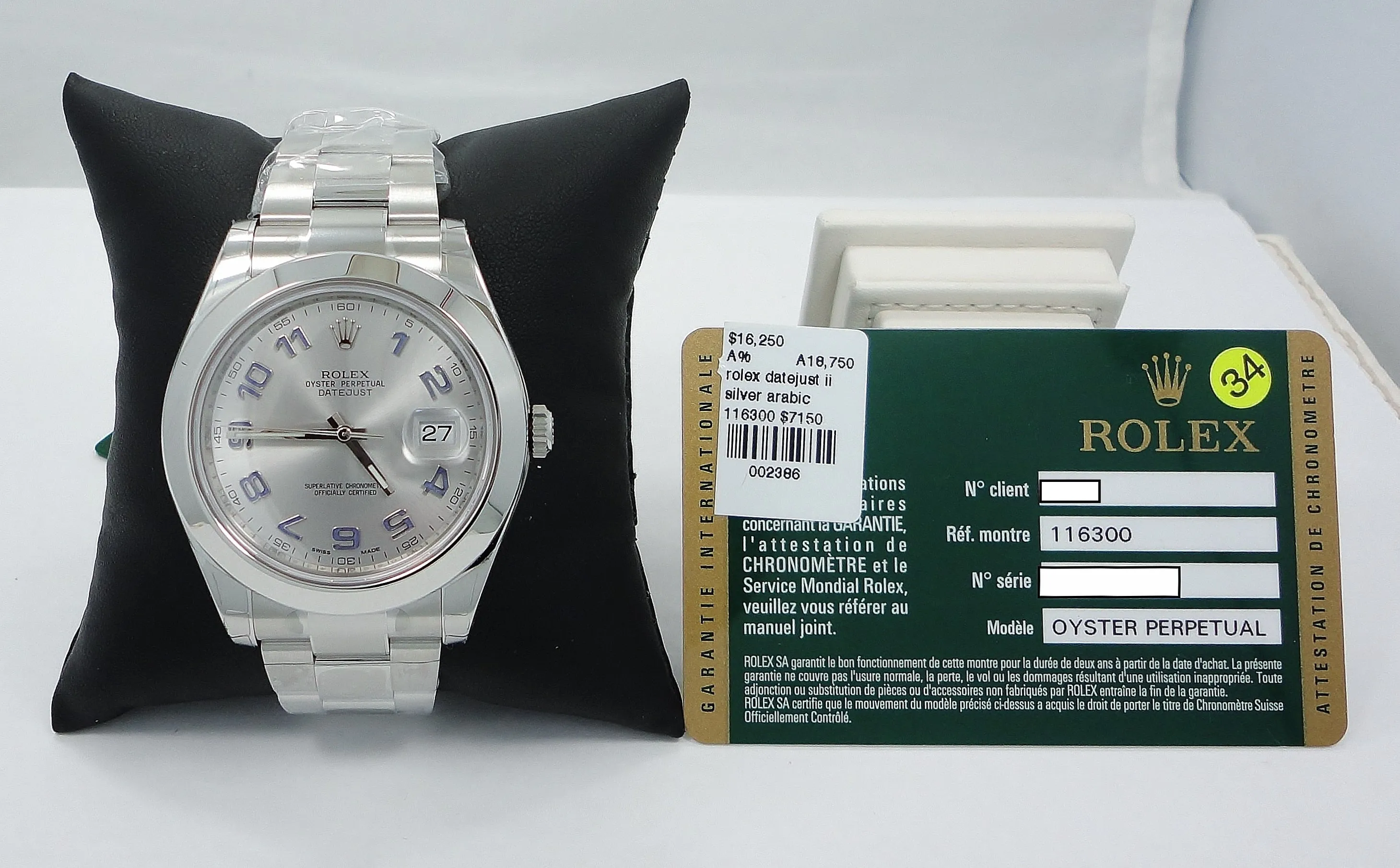 Rolex Datejust II 116300 41mm Oyster Silver Arabic Dial UNWRON FULLY STICKRED