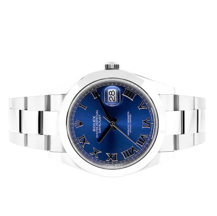 Rolex Datejust II 41mm Stainless Steel Blue Roman Dial & Domed Bezel 126300
