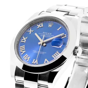 Rolex Datejust II 41mm Stainless Steel Blue Roman Dial & Domed Bezel 126300