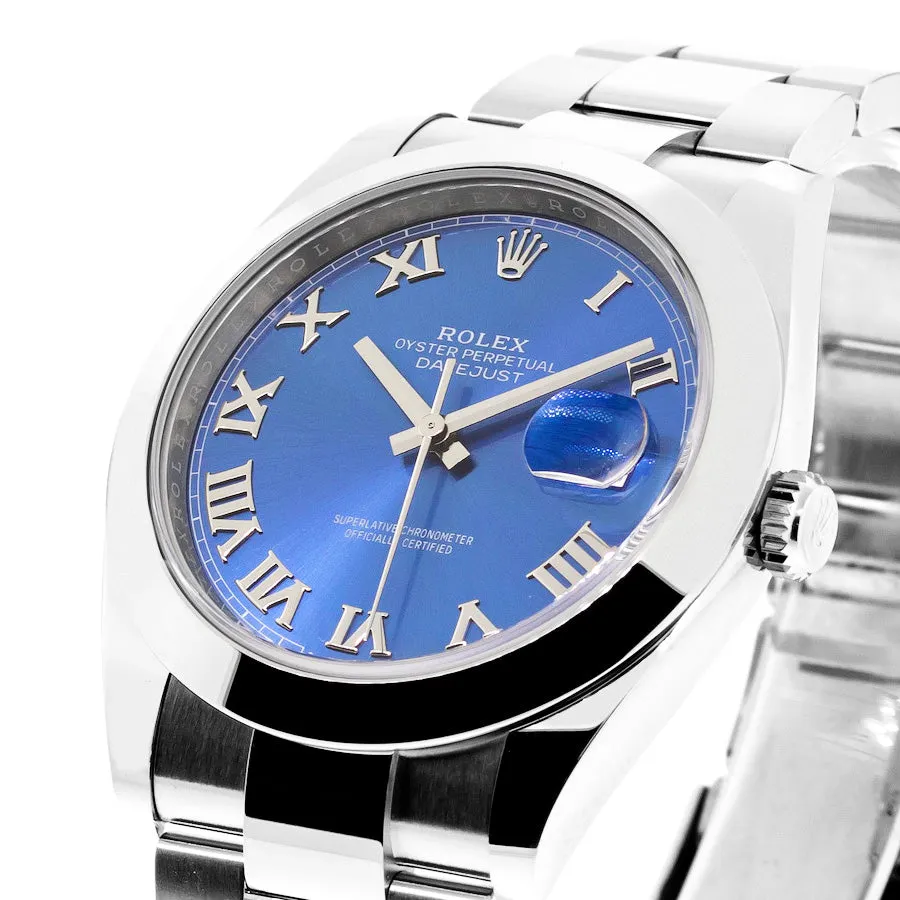 Rolex Datejust II 41mm Stainless Steel Blue Roman Dial & Domed Bezel 126300