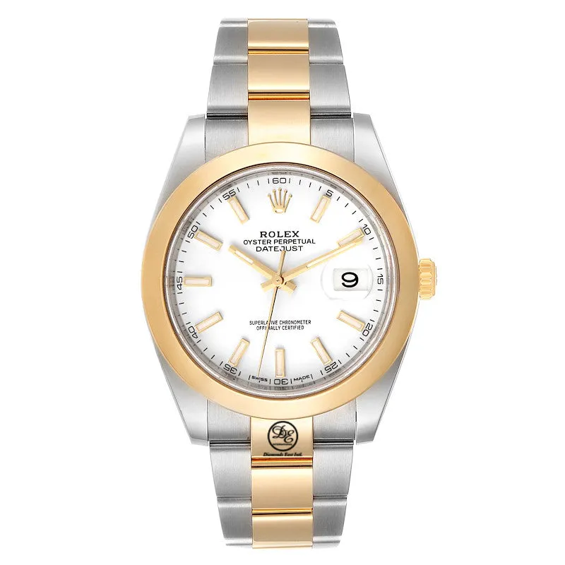 Rolex Datejust II 41mm Yellow Gold & Steel White Stick Dial & Smooth Bezel 126303