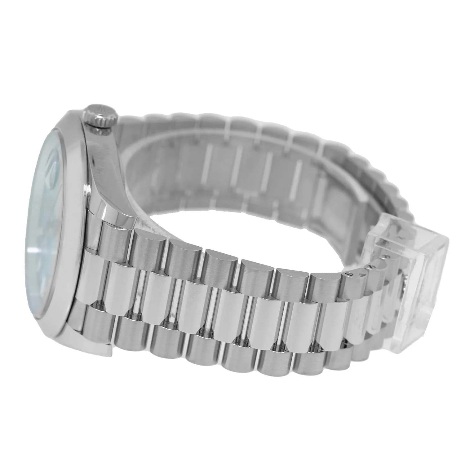 Rolex Day-Date 40mm Platinum Ice Blue Diamond Dial & Smooth Bezel 228206