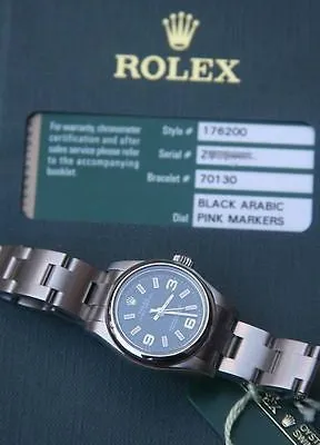 ROLEX LADIES NO DATE BLACK PINK BAR MN 176200