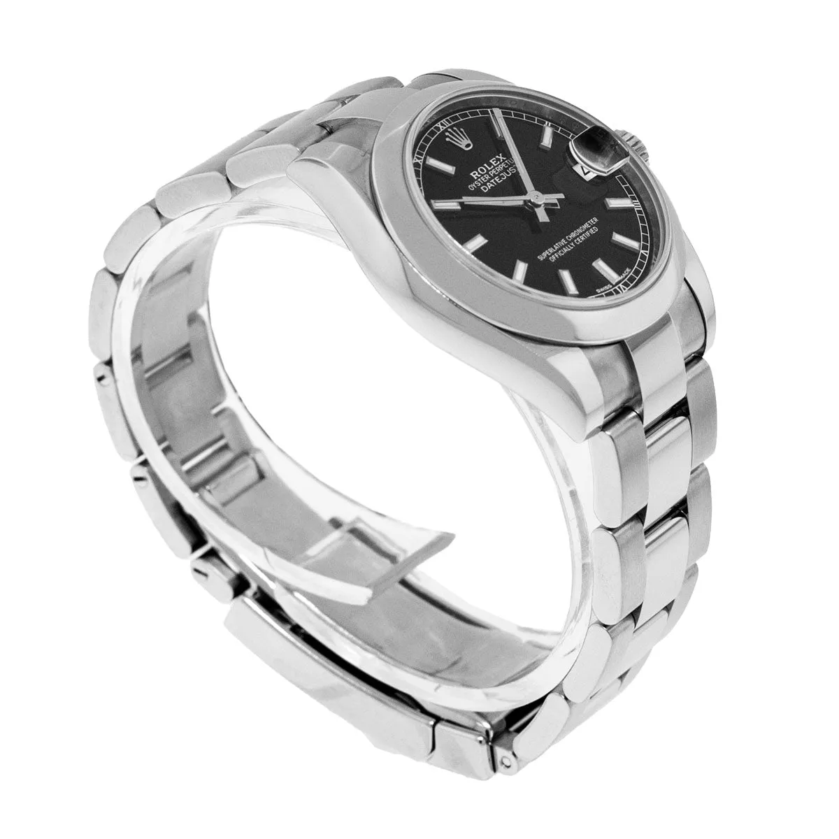 Rolex Lady-Datejust 31mm Stainless Steel Black Index Dial & Smooth Bezel 178240