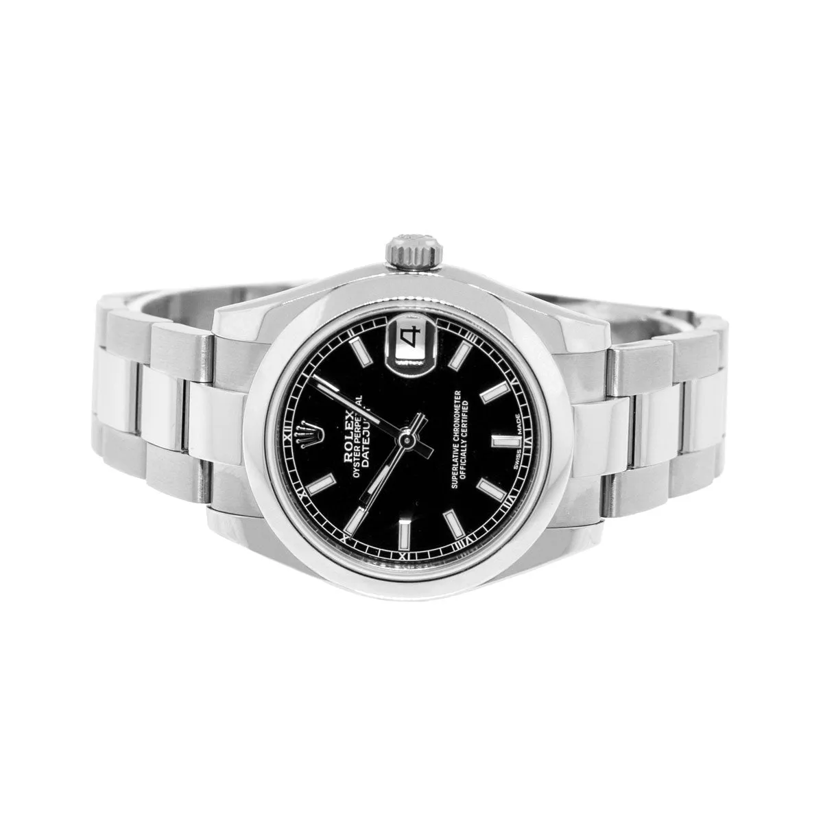 Rolex Lady-Datejust 31mm Stainless Steel Black Index Dial & Smooth Bezel 178240