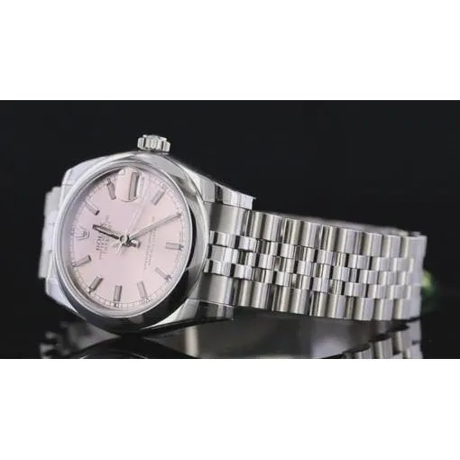 Rolex Midsize Datejust Watch Pink Stick Dial Jubilee Bracelet Ss