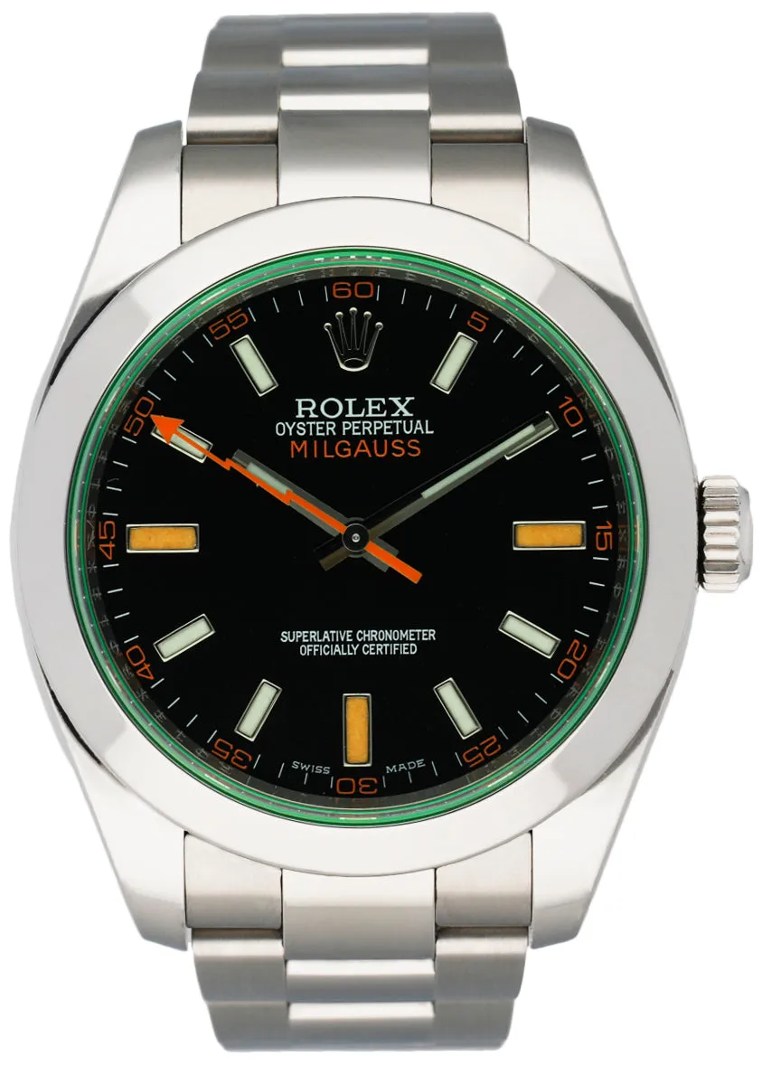 Rolex Milgauss 116400GV Black Dial Mens Watch