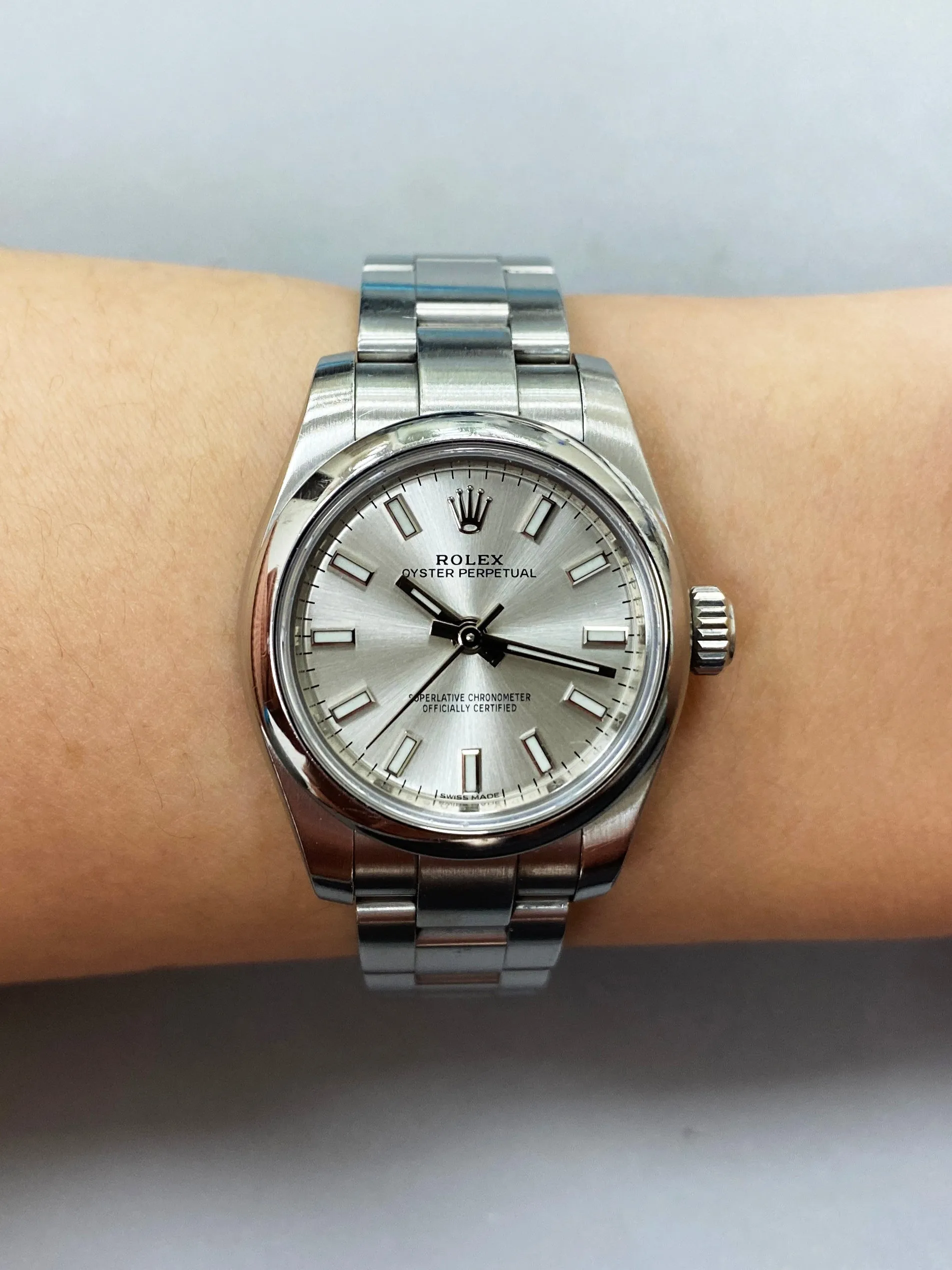 Rolex Oyster Perpetual 17620 Sliver Dial Steel Ladies Watch