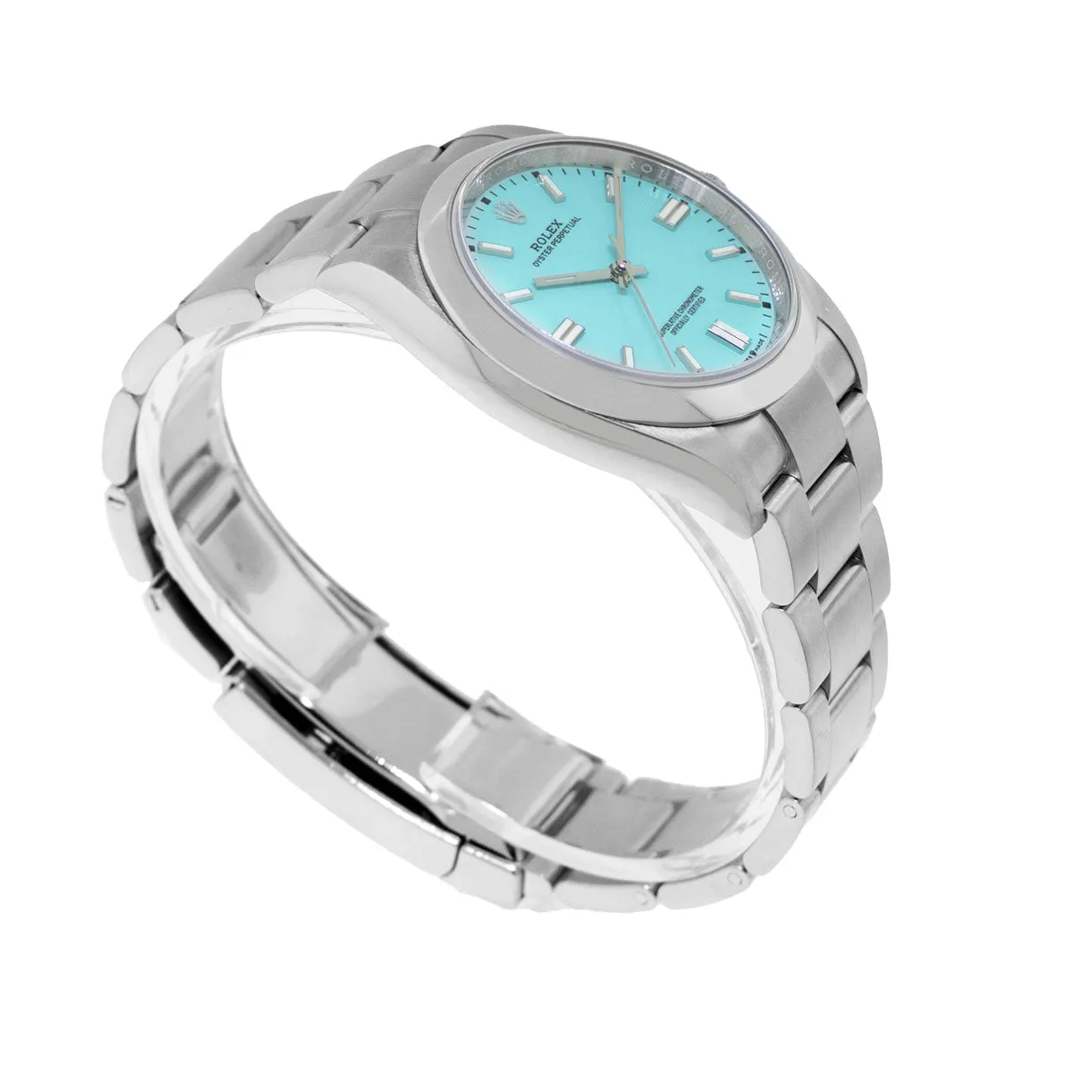 Rolex Oyster Perpetual 36mm Stainless Steel CUSTOM Tiffany Blue Index Dial & Smooth Bezel 126000