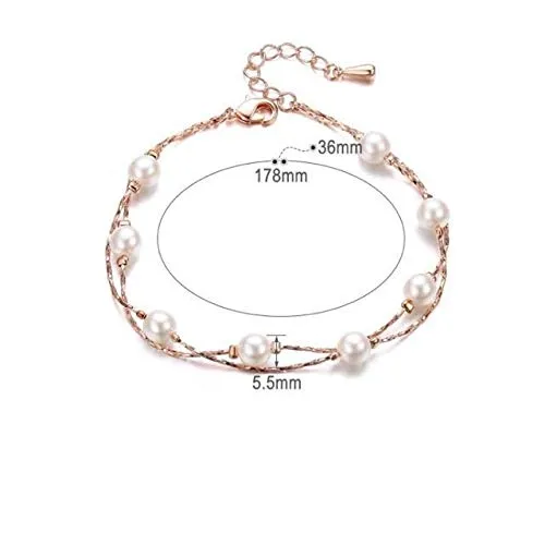 Rose Gold Jewelry: Swarovski Crystal Simulated White Pearls Necklace and Jewelry Set Set for Women - Wedding Party, Bridal and Bridesmaid Accessories - 18K Rose Gold Plated Earring Sets