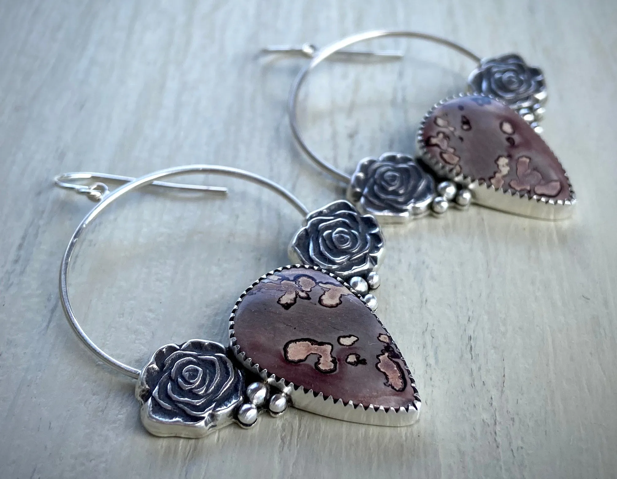Rose Jasper Hoops