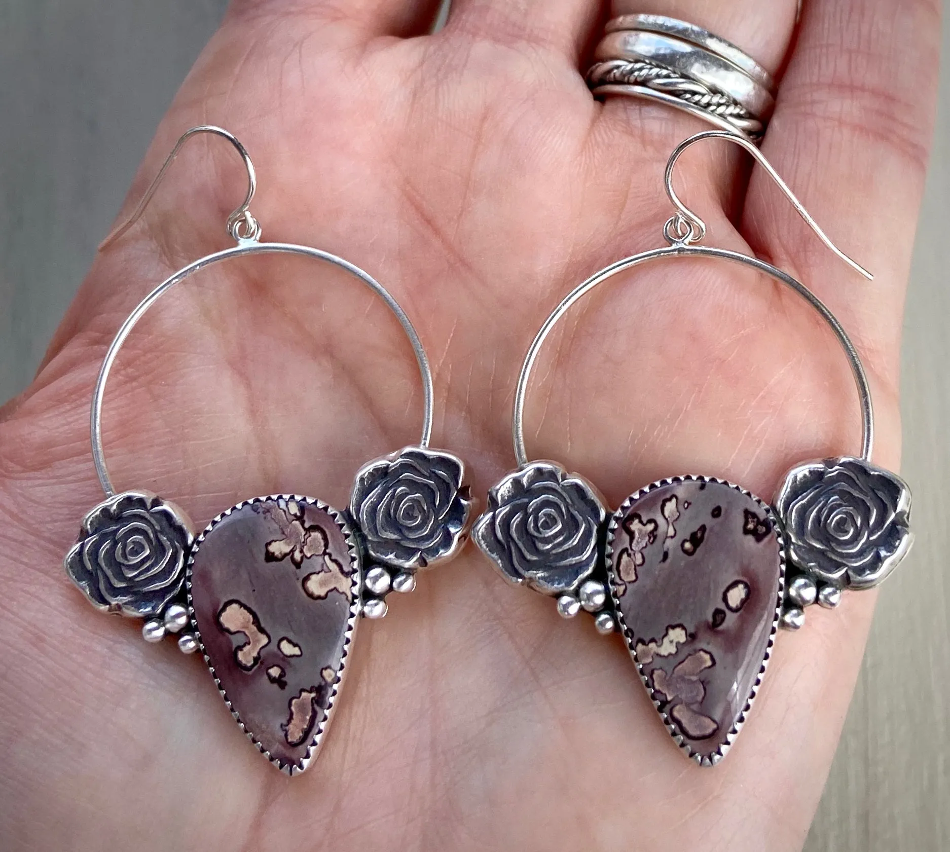 Rose Jasper Hoops