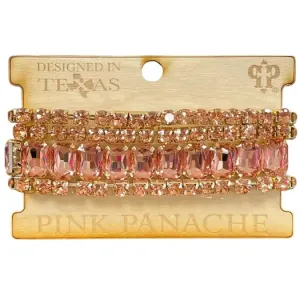 Rose Pink & Gold Rhinestone Bracelet Set