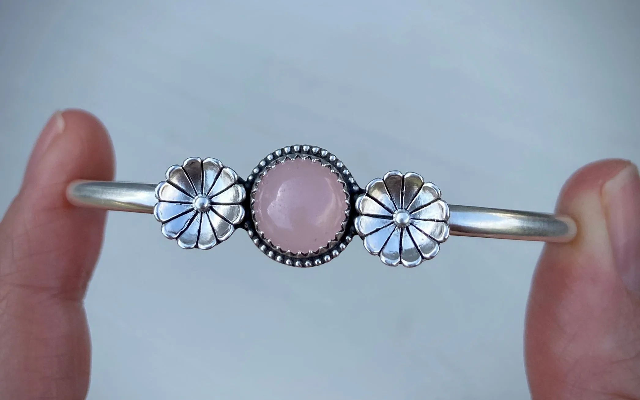 Rose Quartz Floral Cuff