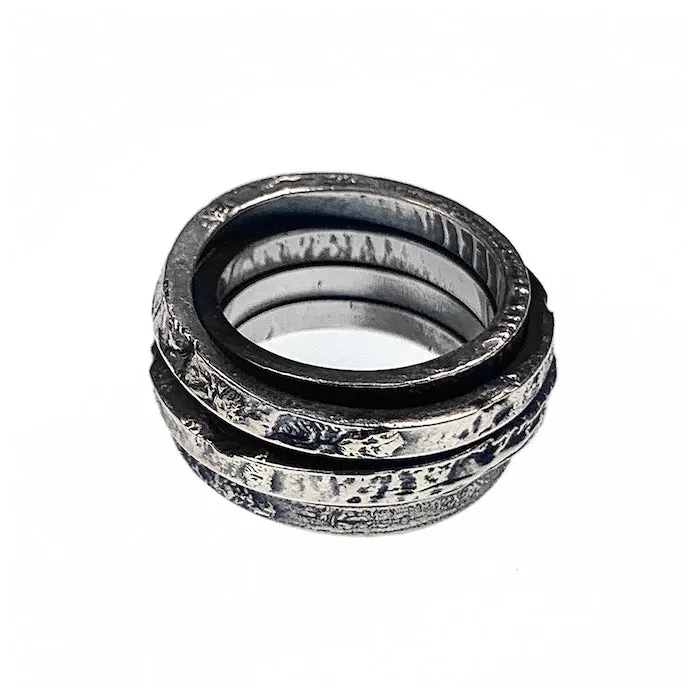 Rough Twist  15mm Silver Ring.