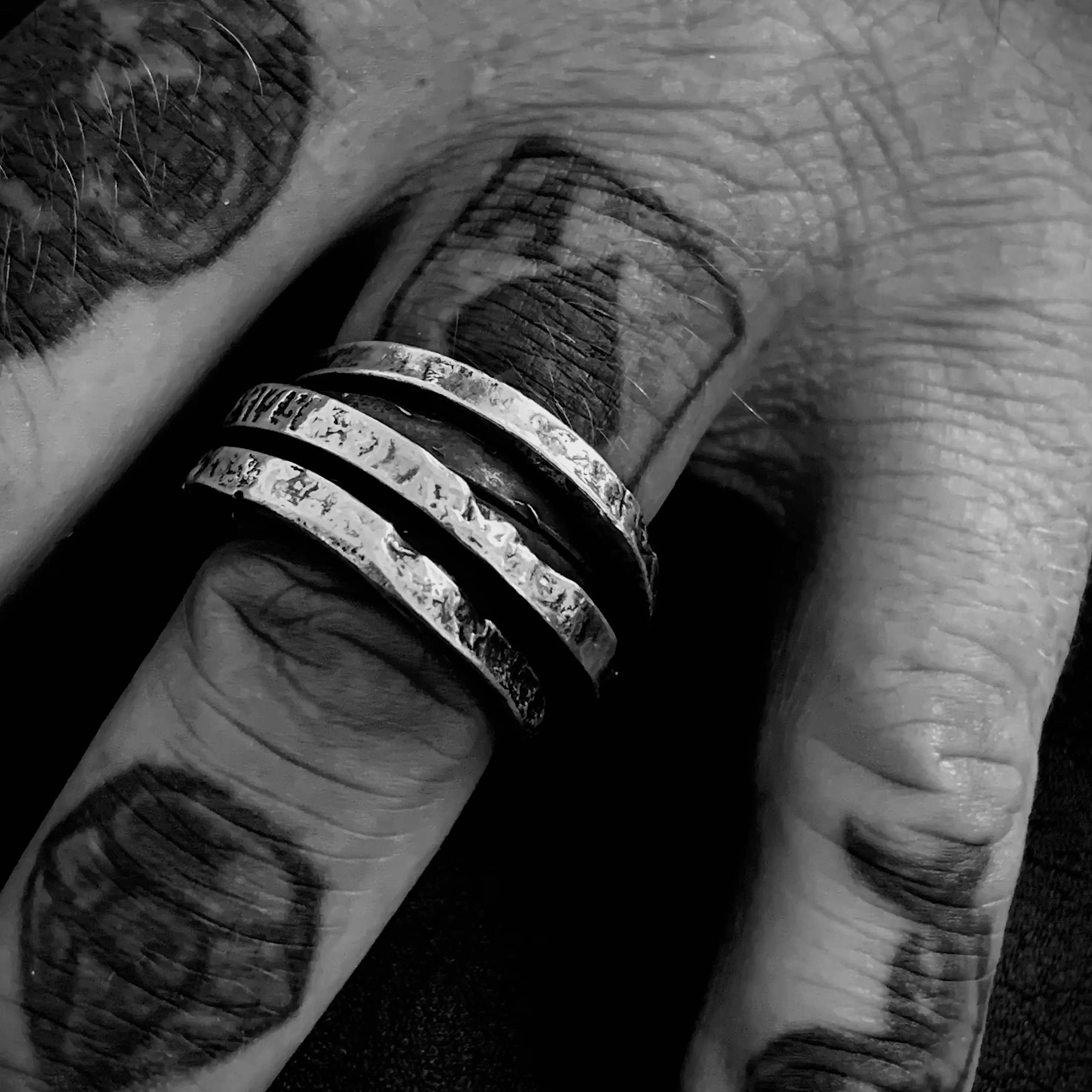 Rough Twist  15mm Silver Ring.