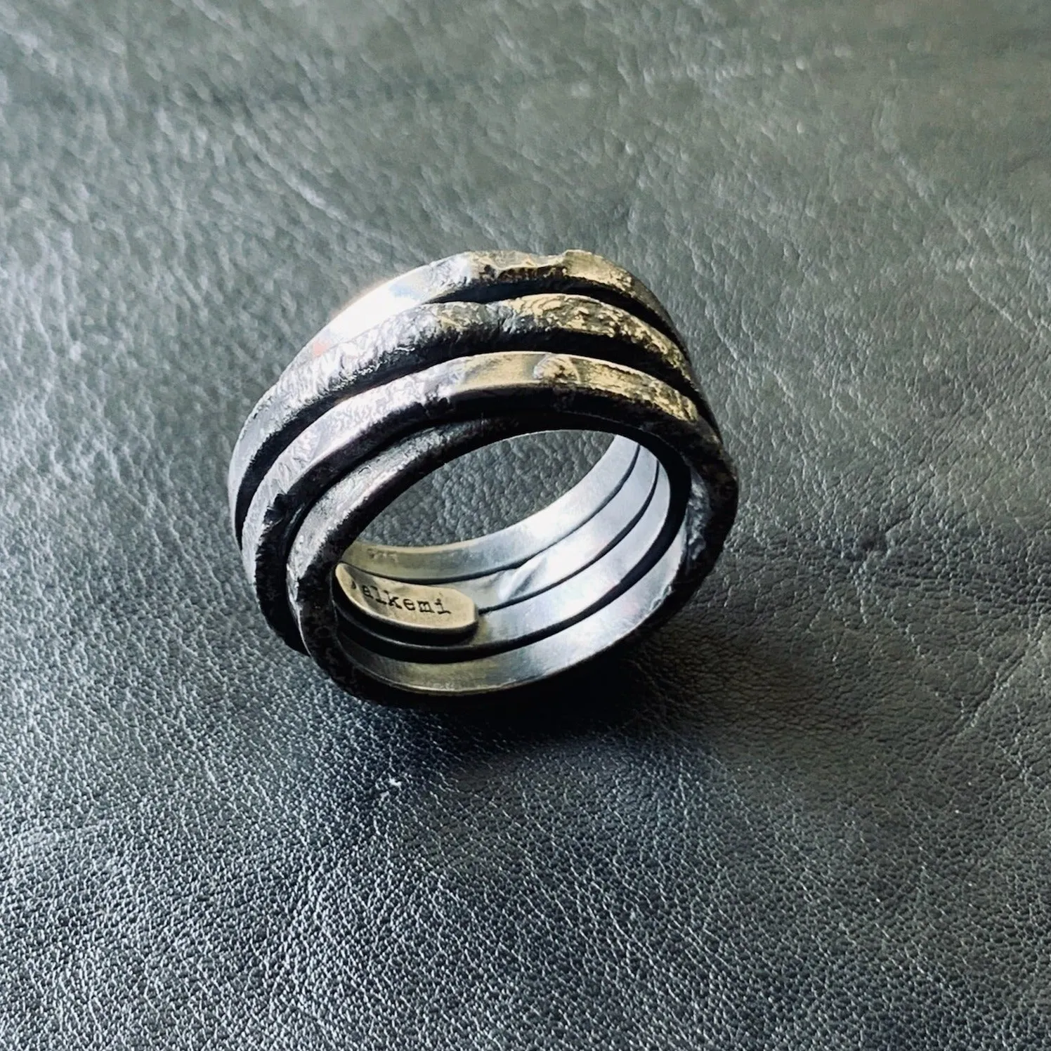Rough Twist  15mm Silver Ring.
