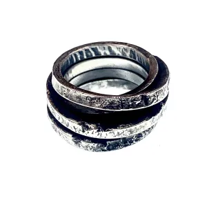 Rough Twist  15mm Silver Ring.