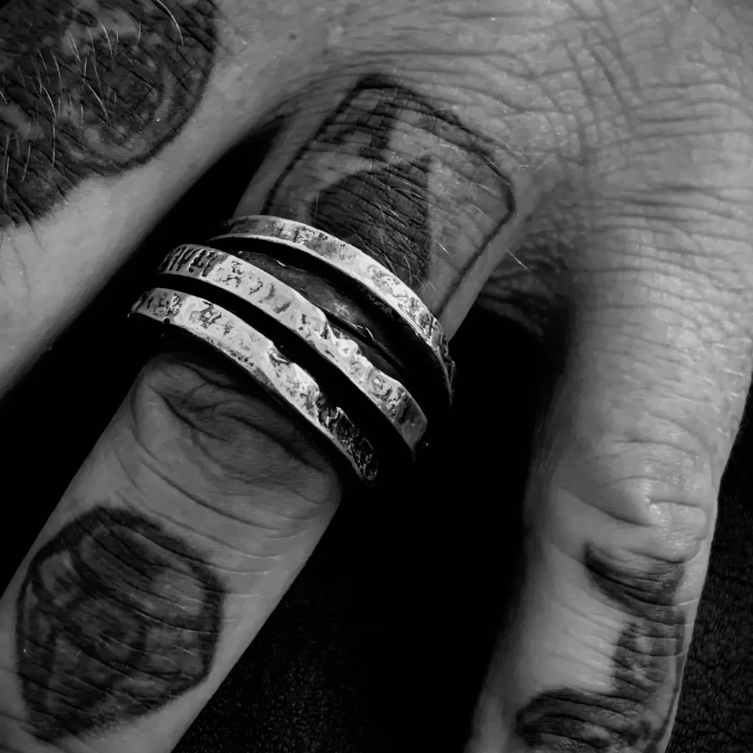 Rough Twist  15mm Silver Ring.