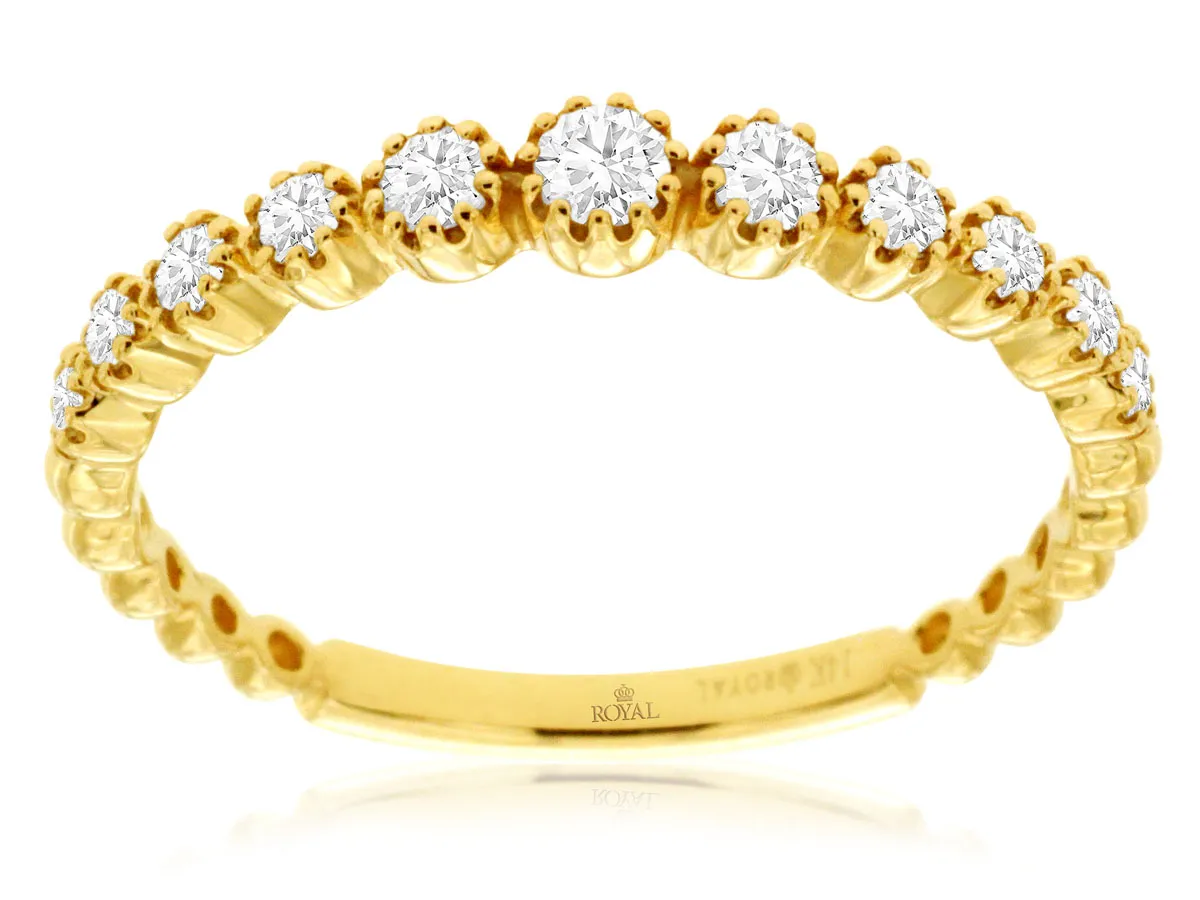 Round Graduating Diamond Bubble Wedding Band in 14k Yellow Gold, 0.33cttw