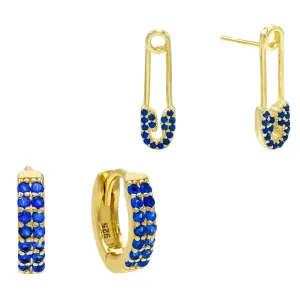 Safety Pin X Huggie Earring Combo Set