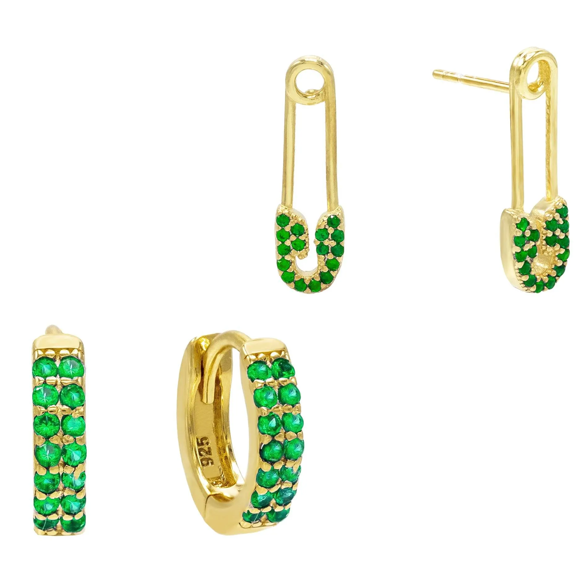 Safety Pin X Huggie Earring Combo Set
