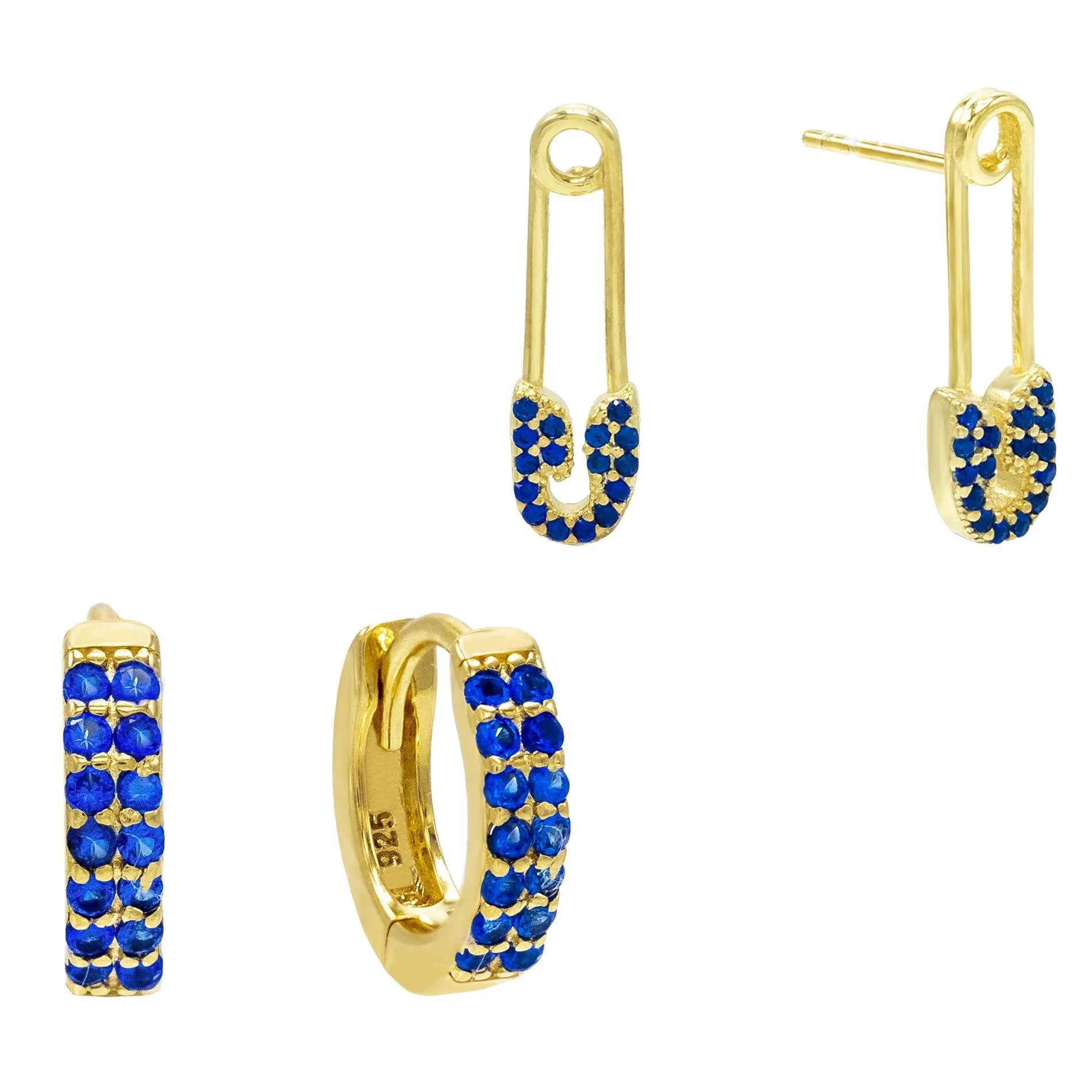 Safety Pin X Huggie Earring Combo Set