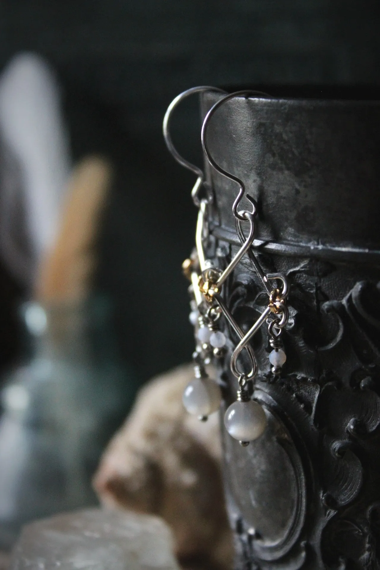 Sea's Rapture | Galadriel ~ Grey Havens. Silver Gemstone Drop Earrings.
