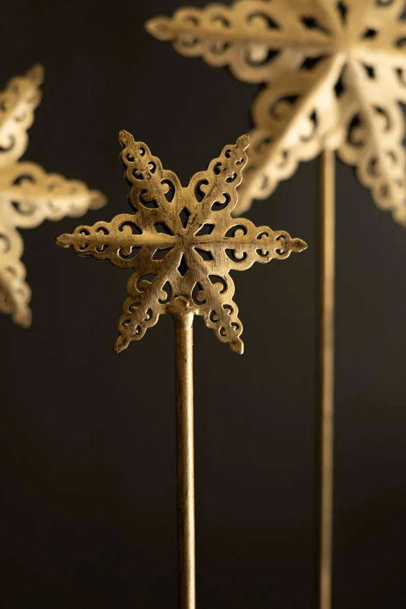 Set of 3 Metal Stars on Marble Bases (Pack of 2)