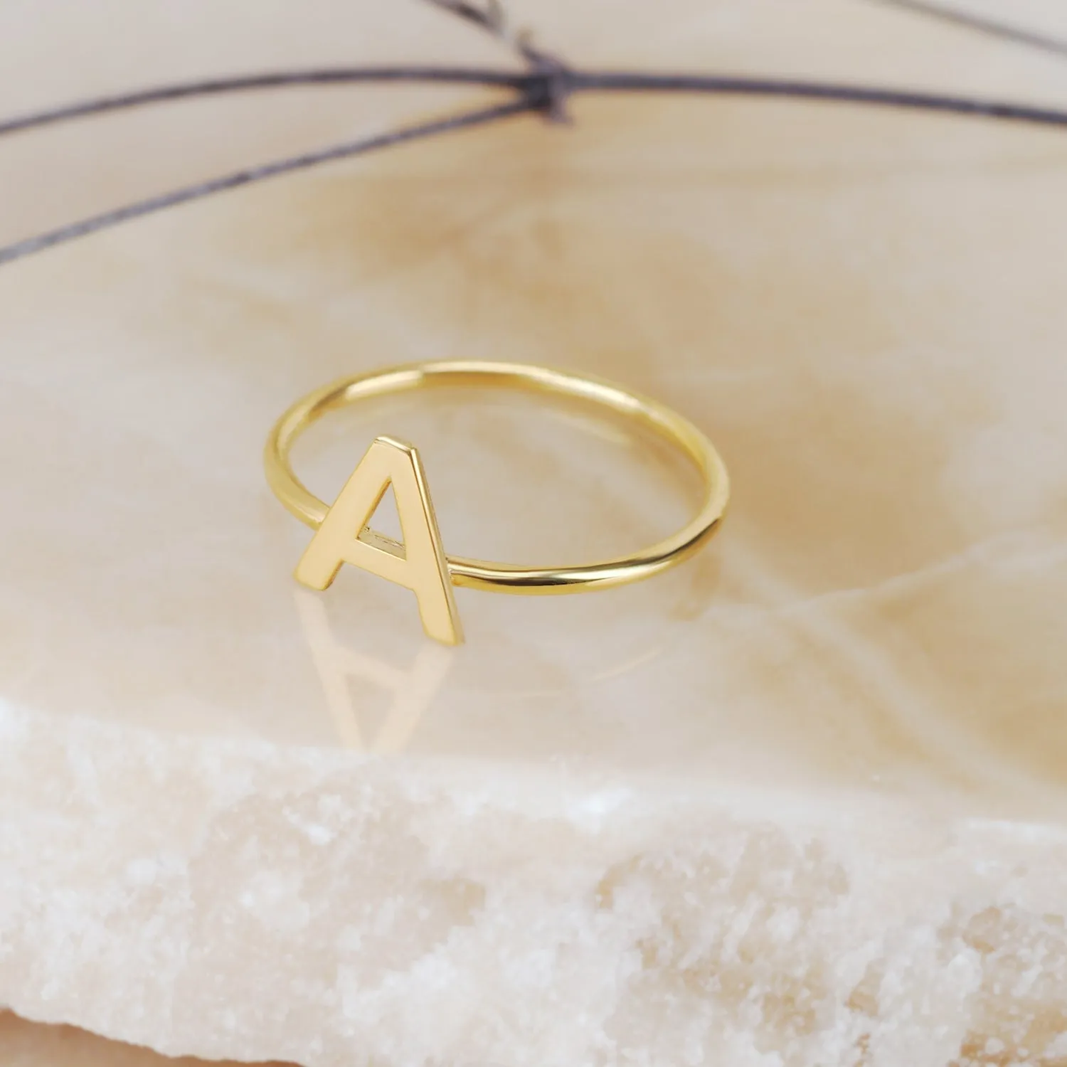 Set Stud Earrings and Ring Gold-Plated AB Letters