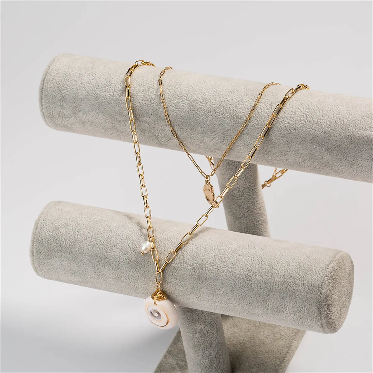 Shell & 18K Gold-Plated Layered Pendant Necklace