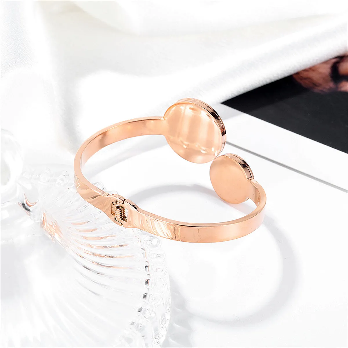 Shell & Acrylic 18K Rose Gold-Plated Bypass Bangle