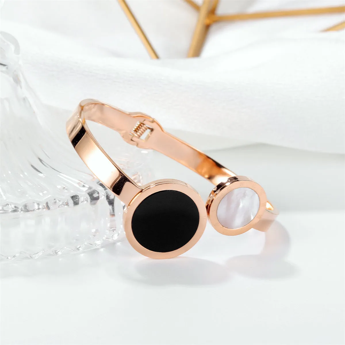 Shell & Acrylic 18K Rose Gold-Plated Bypass Bangle
