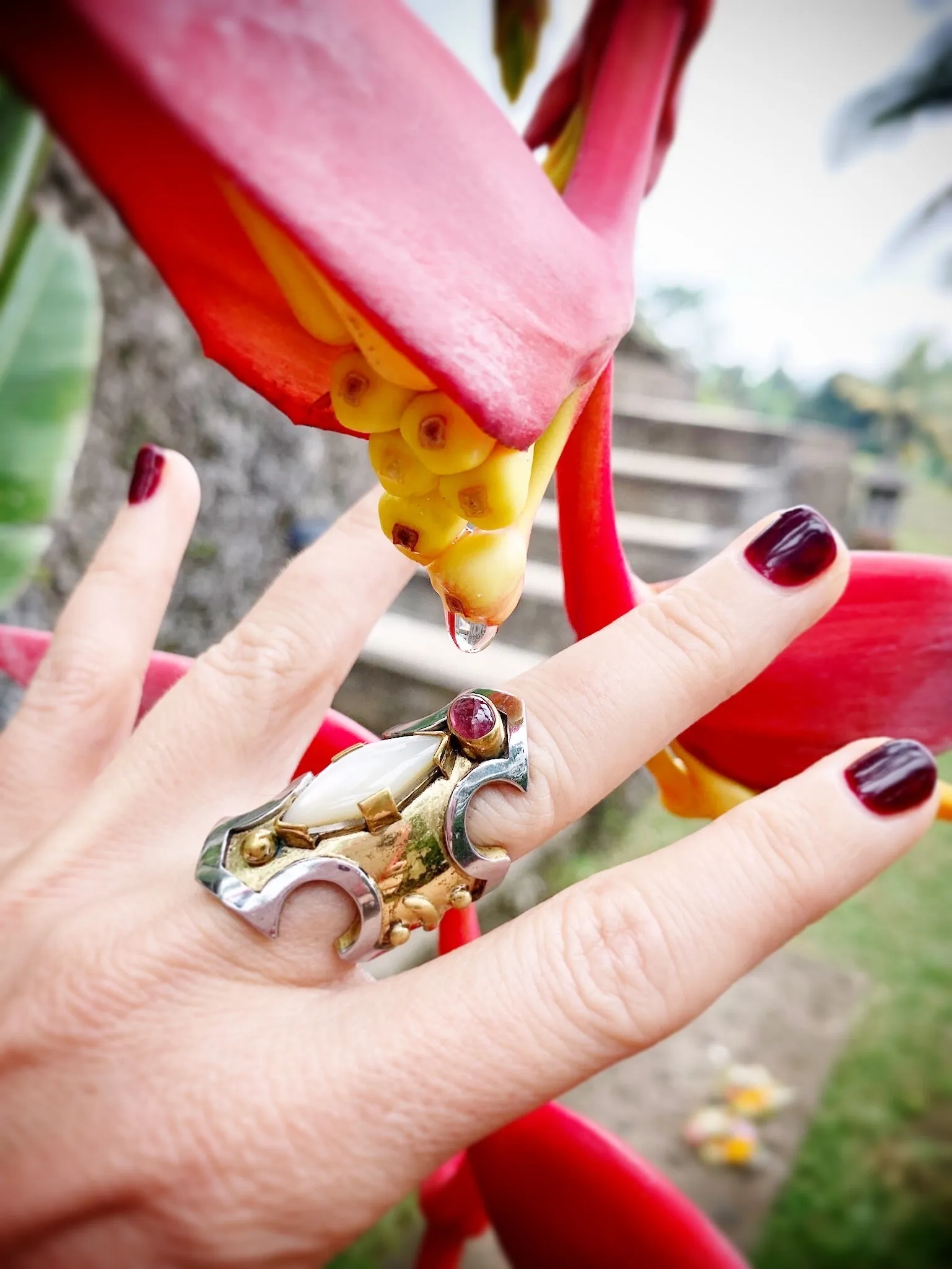Shield Ring with Pink Tourmaline