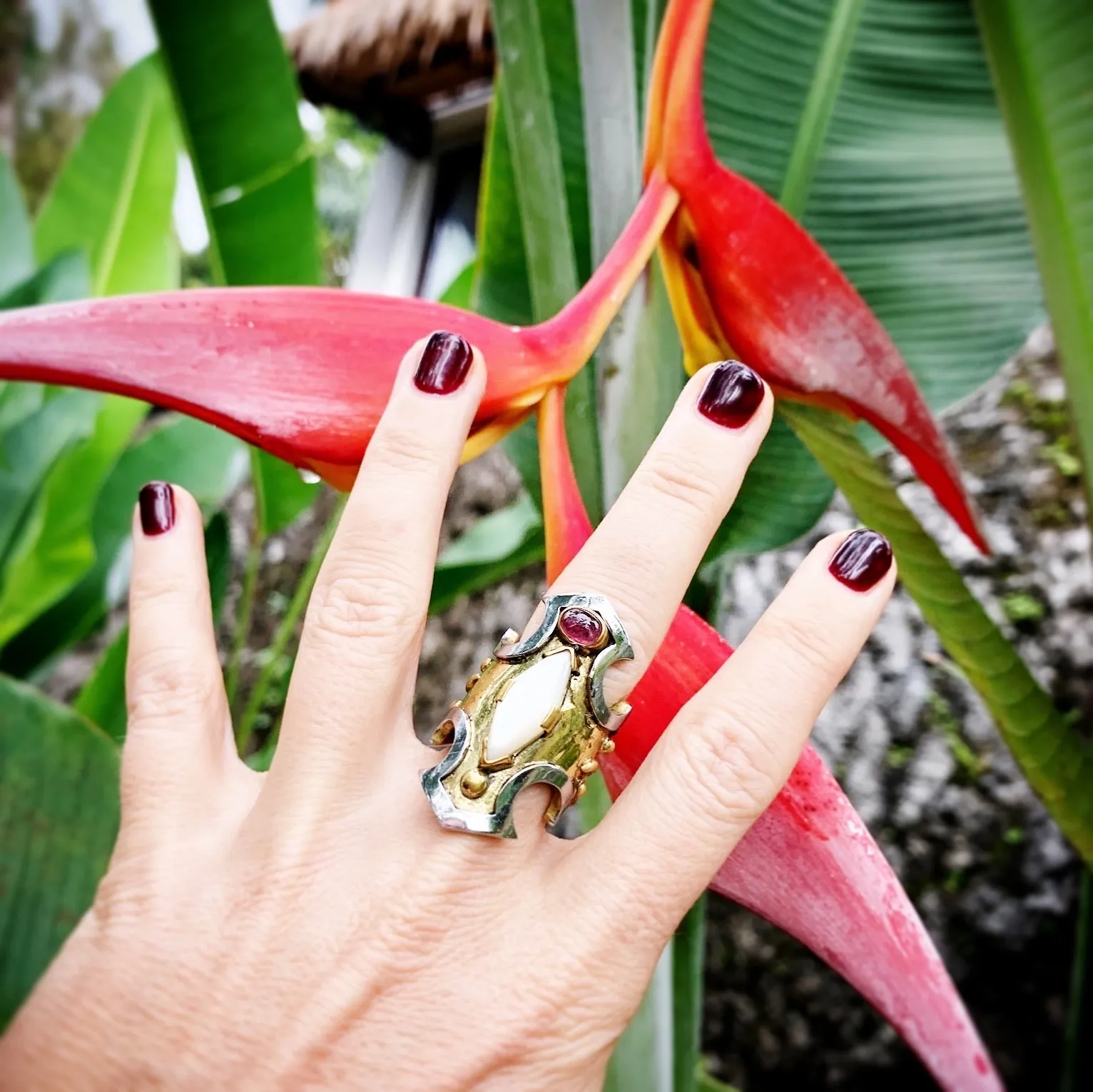 Shield Ring with Pink Tourmaline