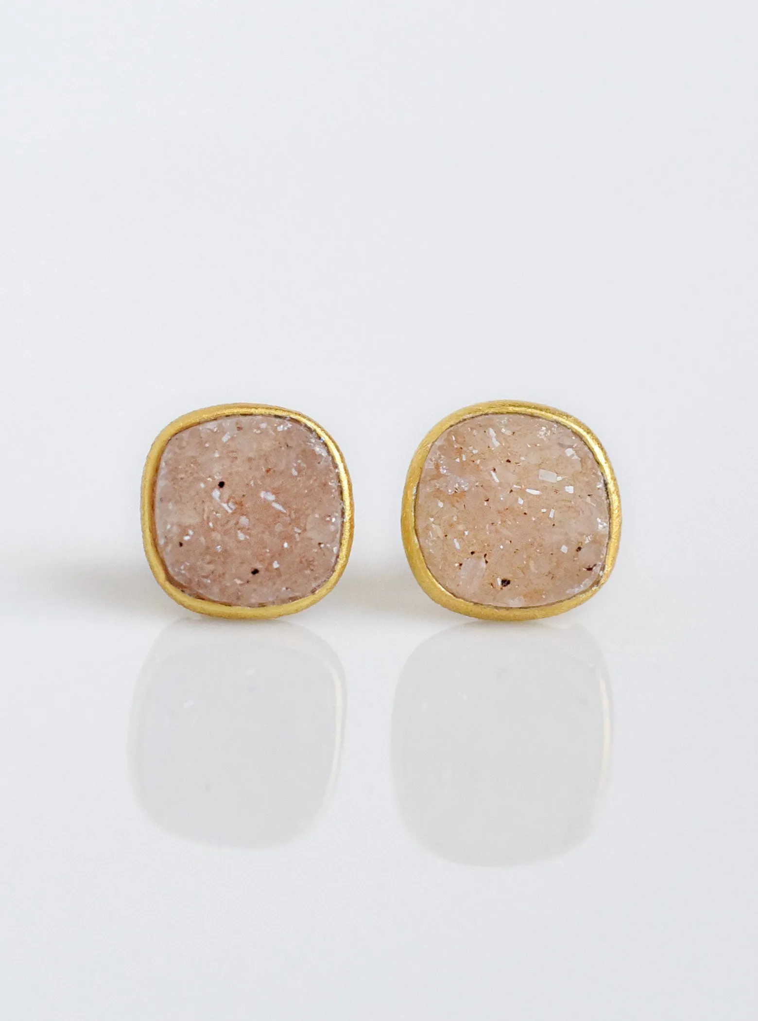 Shining Druzy Cushion Stud Earrings