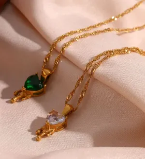 Shining Melting Heart Zircon Necklace