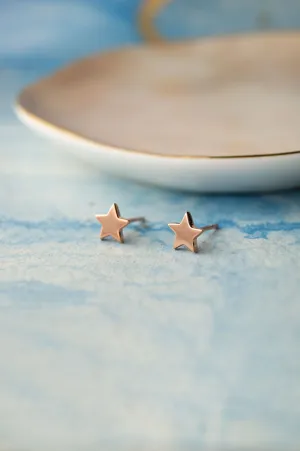 Shining Star Rose Gold Plated Sterling Silver Stud Earrings