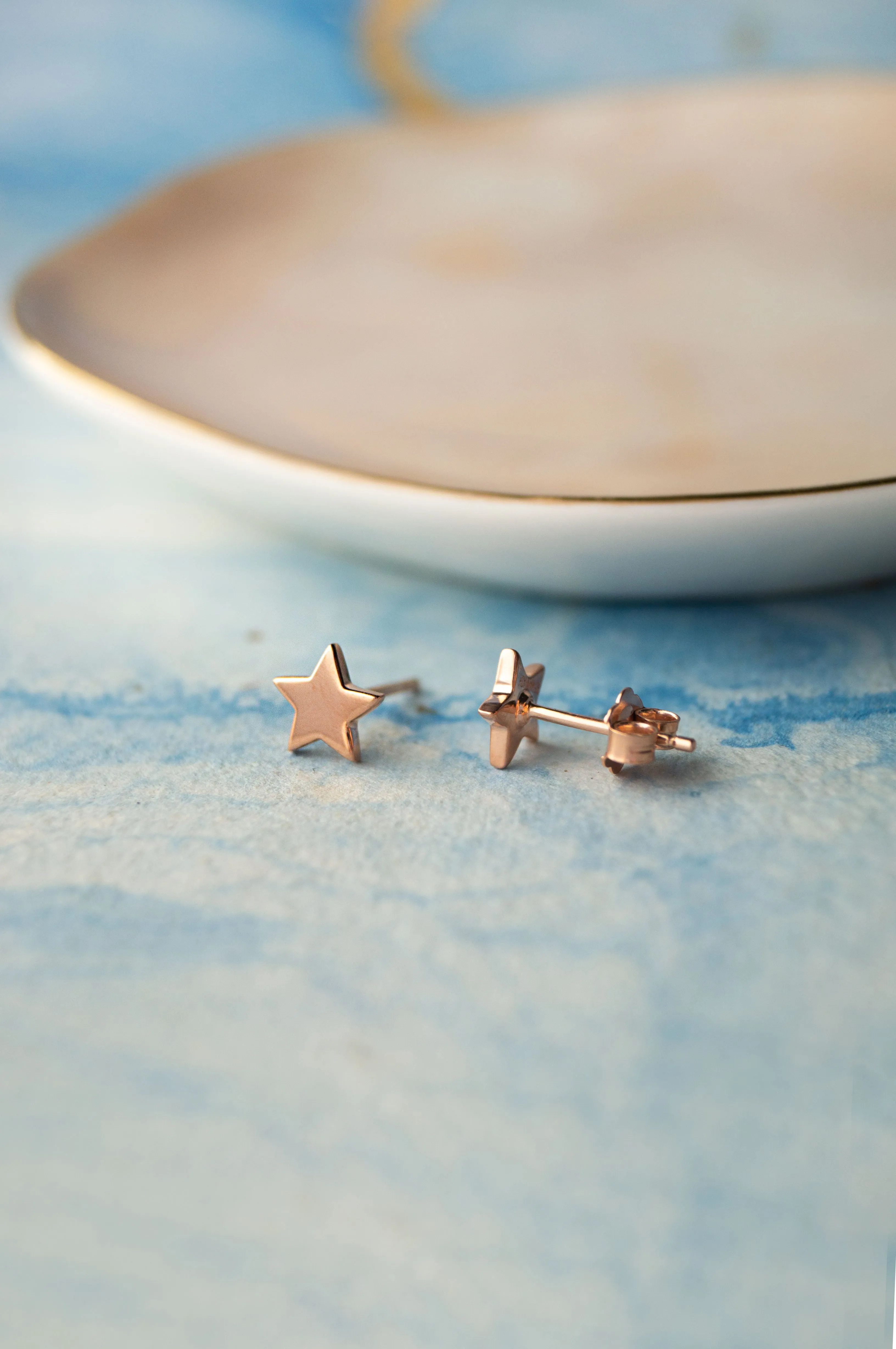 Shining Star Rose Gold Plated Sterling Silver Stud Earrings