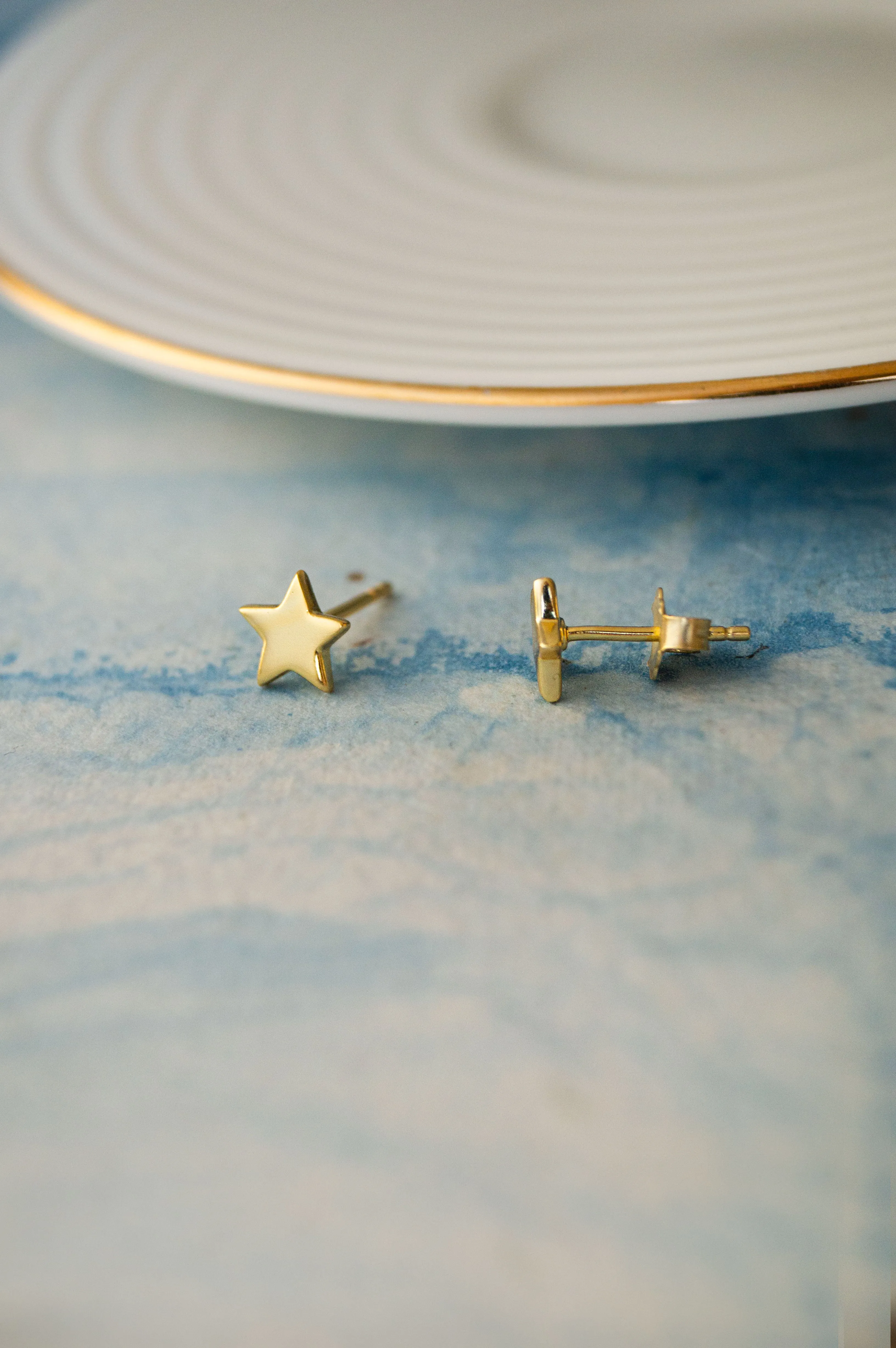 Shining Star Rose Gold Plated Sterling Silver Stud Earrings
