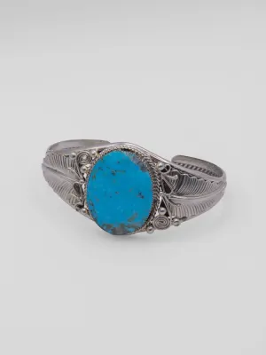 Shiny Cuff with Single Turqoise Stone